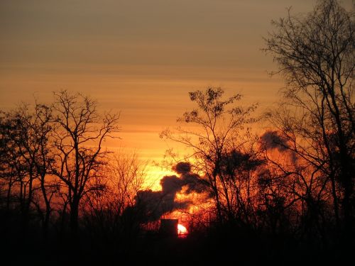 sunset steam scene