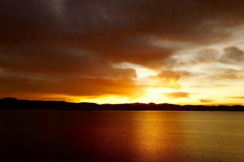 sunset lake dawn