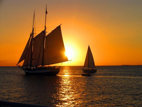 sunset ship boat