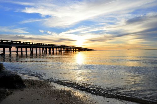 sunset water bridge