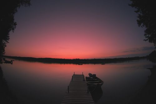 sunset dusk lake