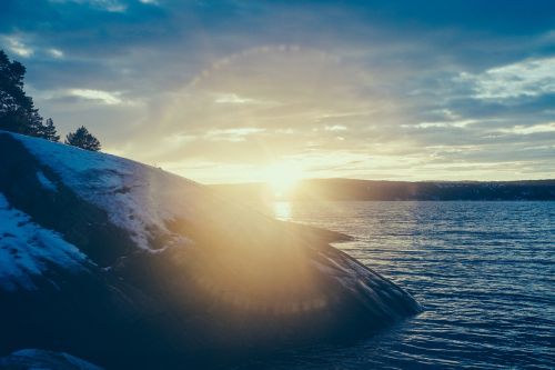 sunset norway sea