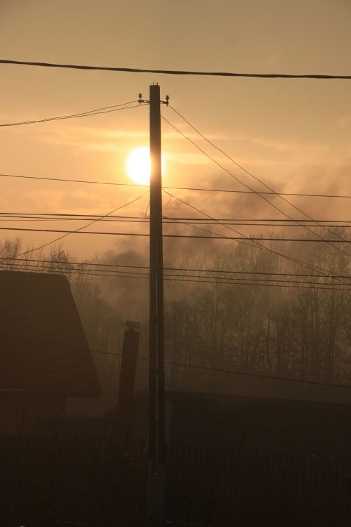 sunset smoke chimney