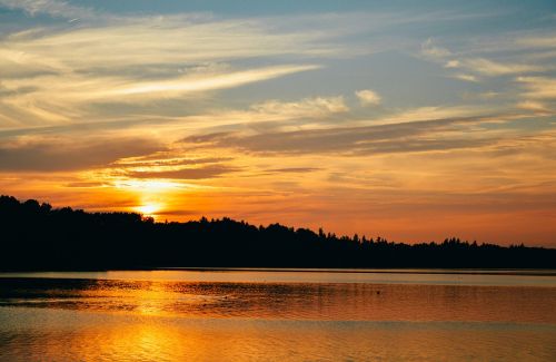 sunset sky lake