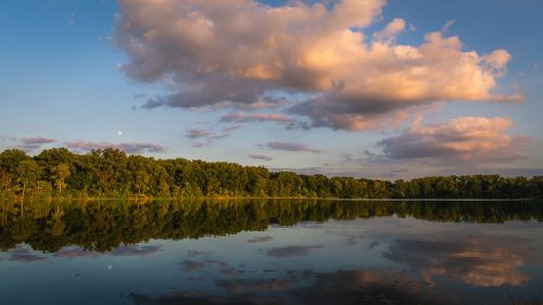 sunset lake water