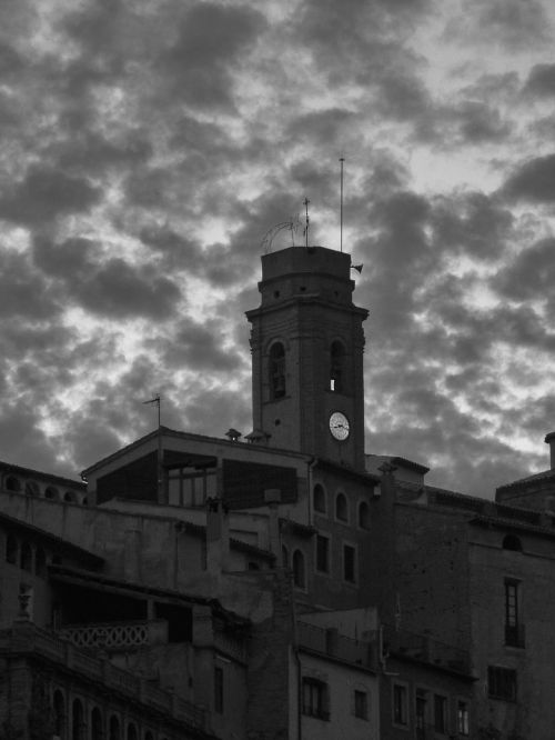 sunset bell tower clouds