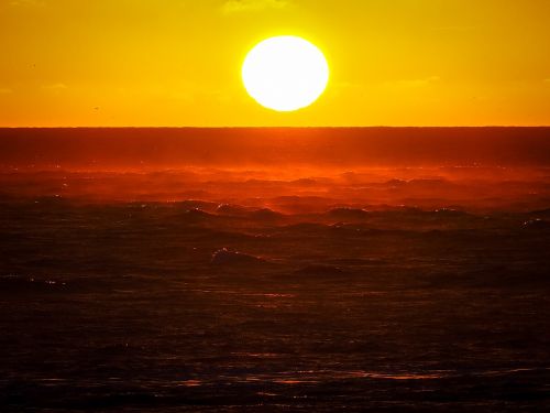 sunset sea wave