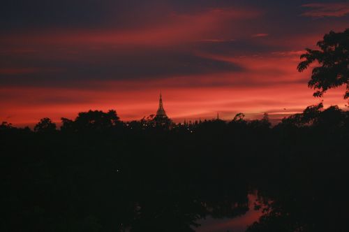 sunset myanmar yangon