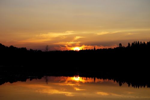 sunset lake reflection