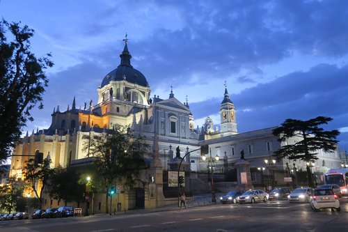 sunset cathedral  heritage  madrid