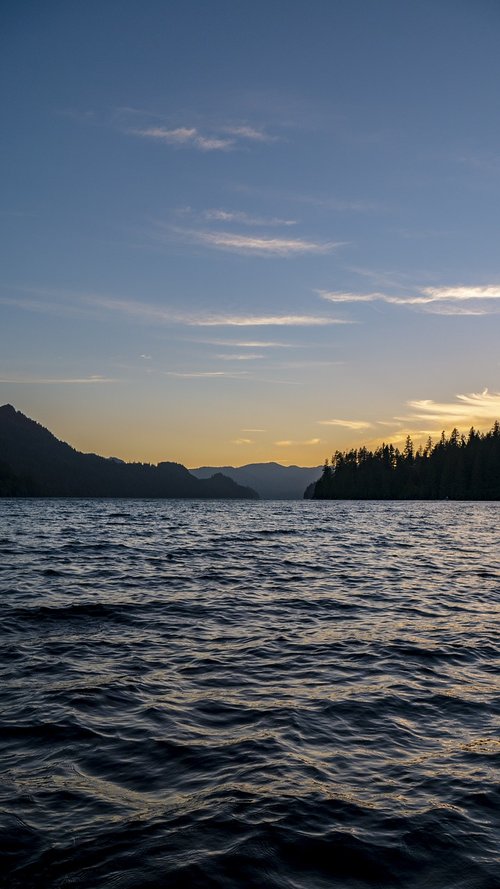 sunset on the lake  lake and mountains  stormy lake