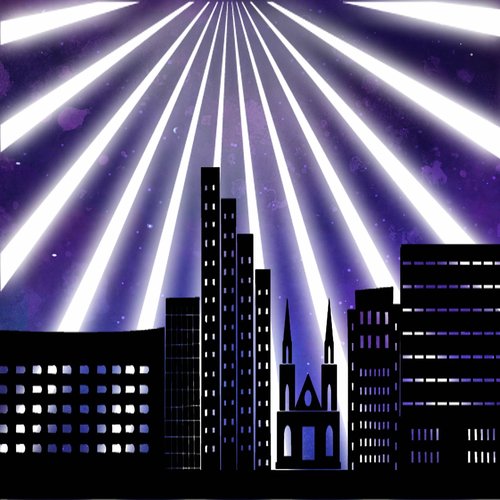 superhero background  lights  city
