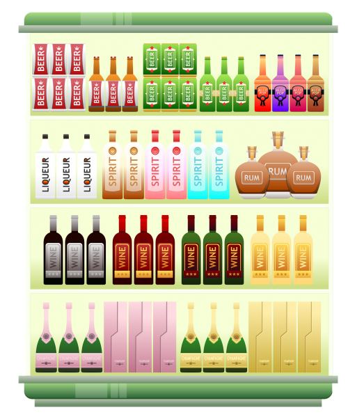 supermarket shelf liquor alcohol