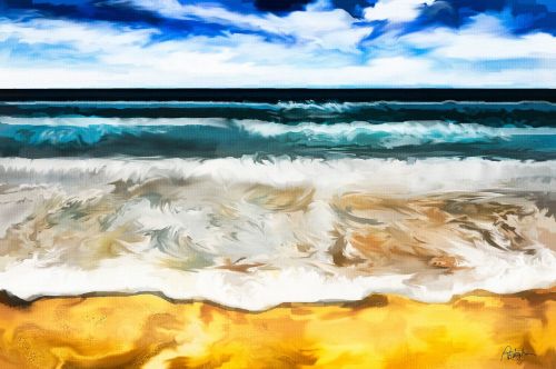 surf beach painting beach tide watercolor
