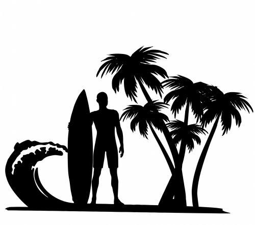 Surfer Palm Trees Clipart