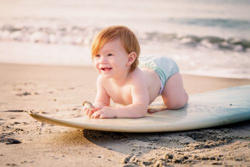 surfing baby beach
