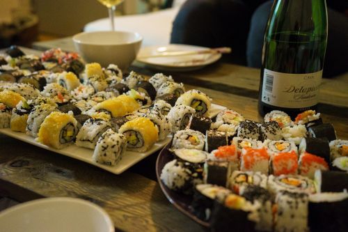 sushi dinner wine