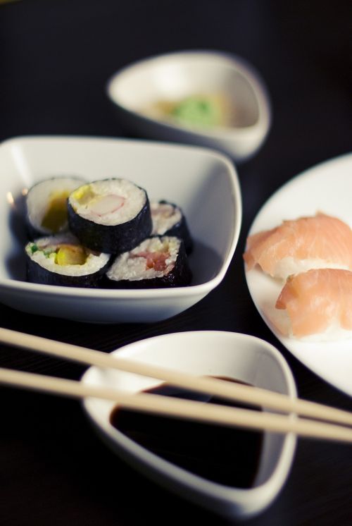 sushi salmon food
