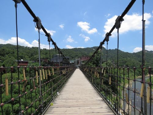 suspension bridge bridge blue sky