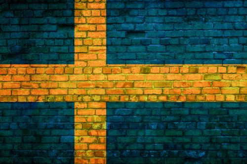 Sweden Flag Painted On Brick Wall