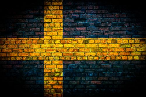 Sweden Flag Painted On Brick Wall