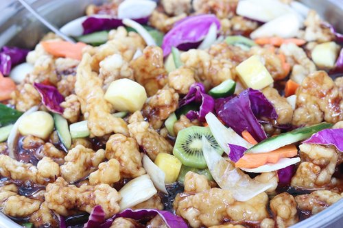 sweet and sour pork  cooking  stir
