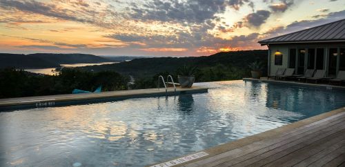 swimming pool sunset spa