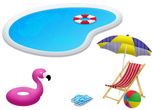 swimming pool  chair and umbrella  flotation