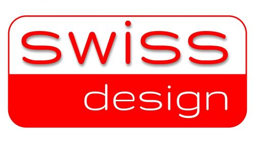 swiss design lettering red