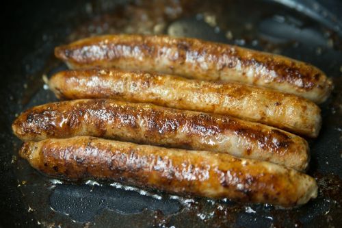 swiss francs sausages fry