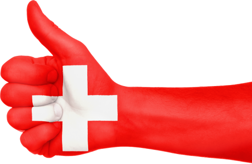 switzerland flag hand