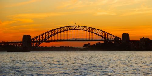 sydney harbor bridge sunset sky