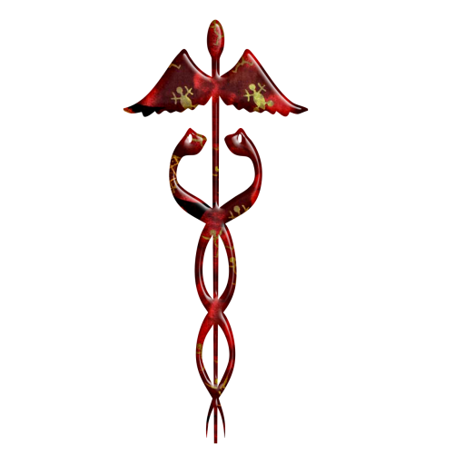 symbol shape stylised red snakes