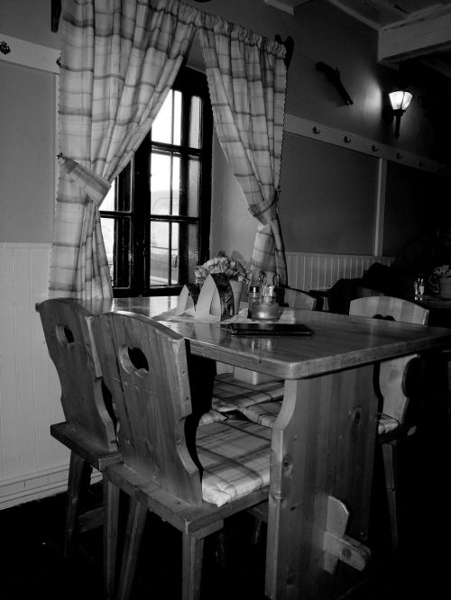 table black and white the interior of the