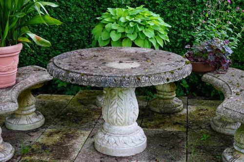 table stone table seating area