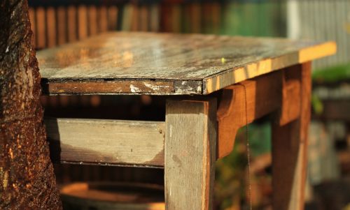 table wood rain
