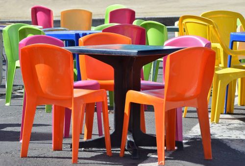 tables and chairs color coffee terrace