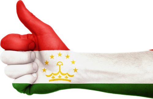 tajikistan flag hand
