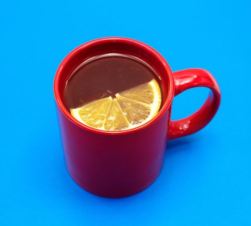 tea lemon red mug