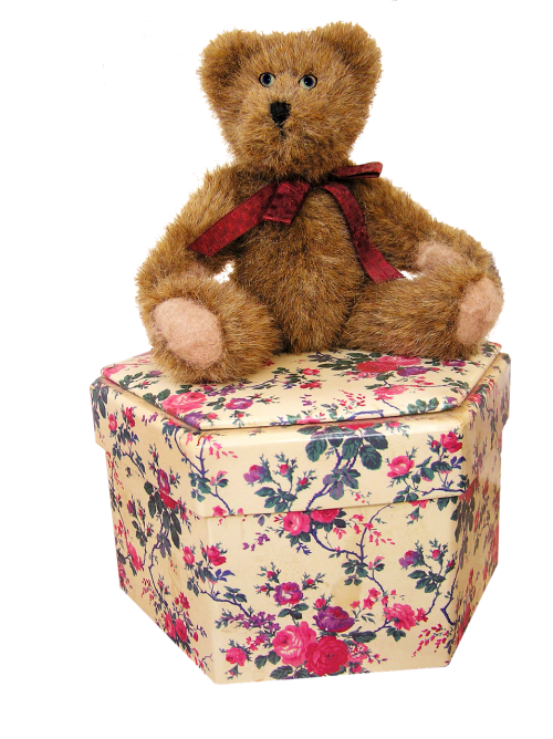 teddy on a box