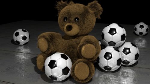 teddy bear soccer balls 3d art