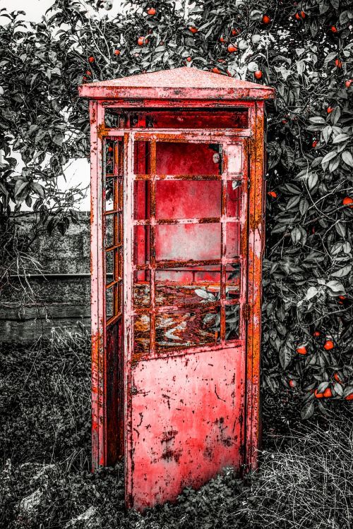 telephone box rusty aged