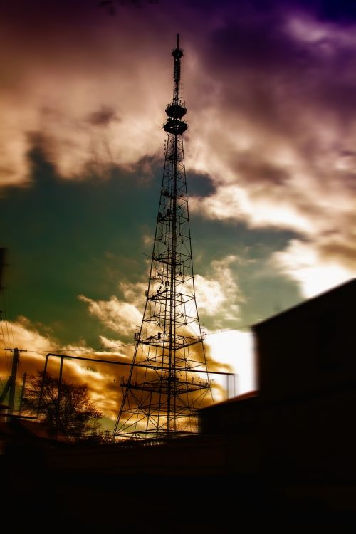 television tower evening clouds