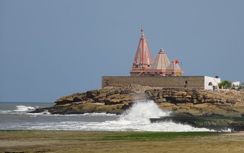 temple  seaside  waves