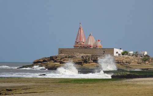 temple  seaside  waves