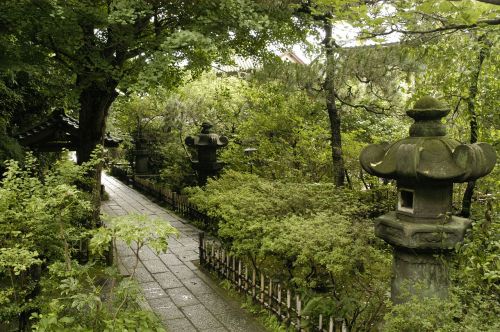 temple natural stone lanterns