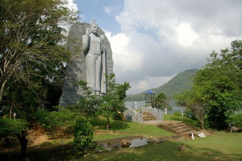 temple statue lake