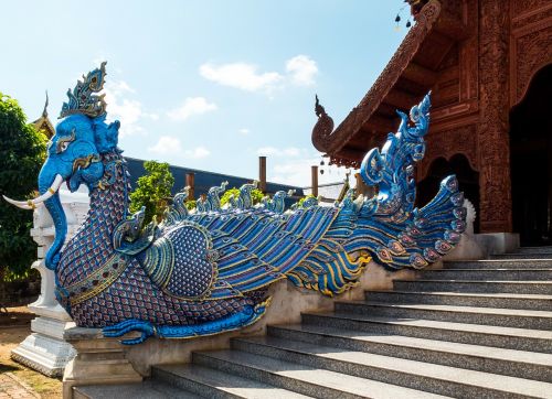 temple complex dragon snake sculpture