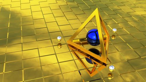 tetrahedron sphere gold