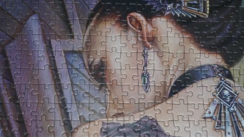 woman puzzle blue